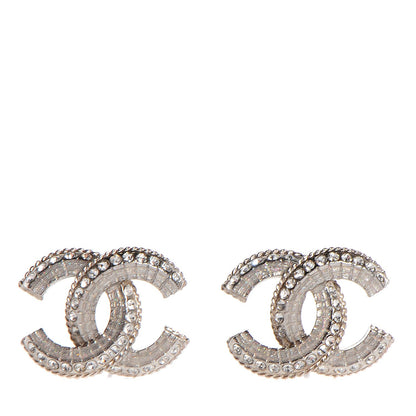 Chanel Crystal CC Earrings Silver 1 of 3