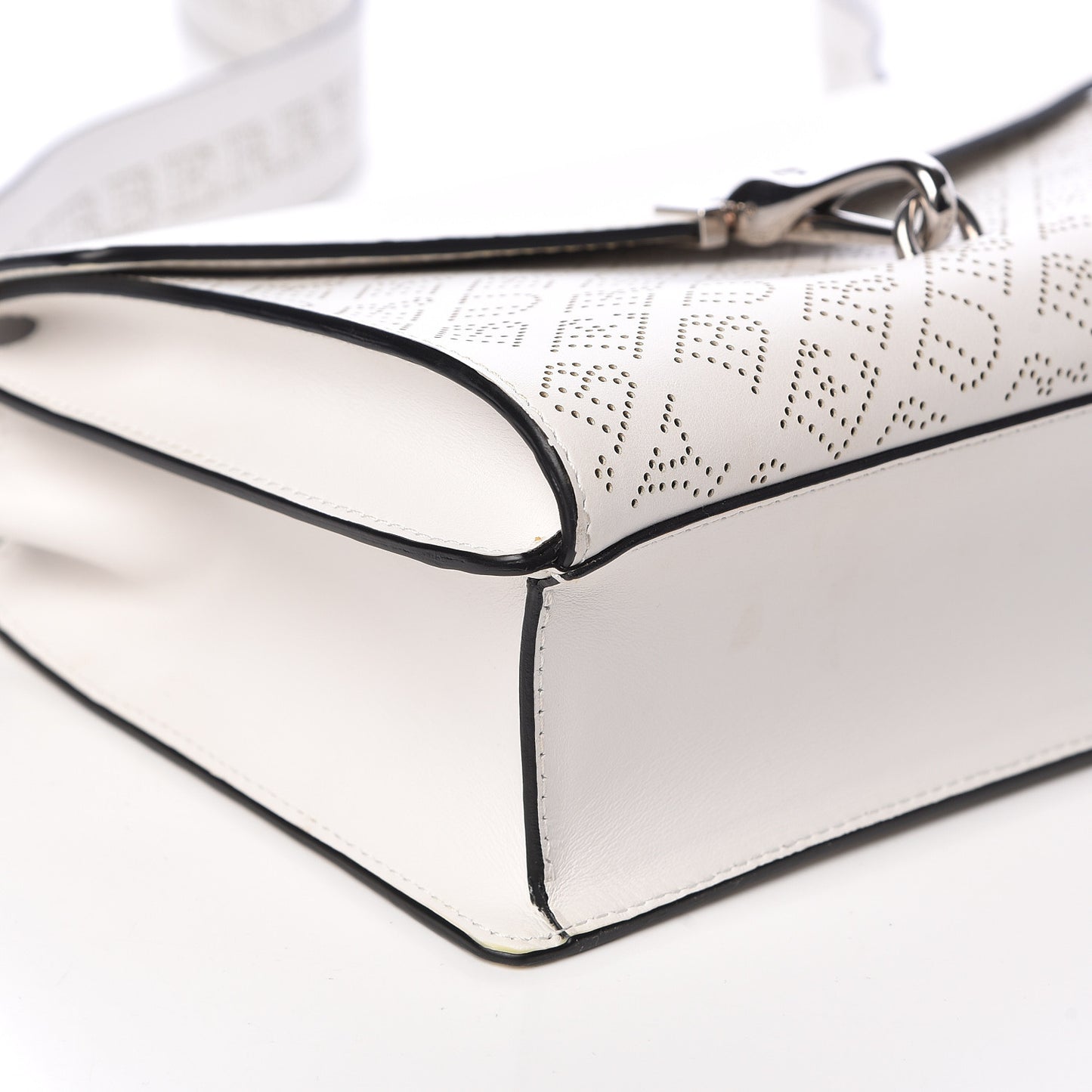 Calfskin Perforated Small Macken Crossbody Bag White