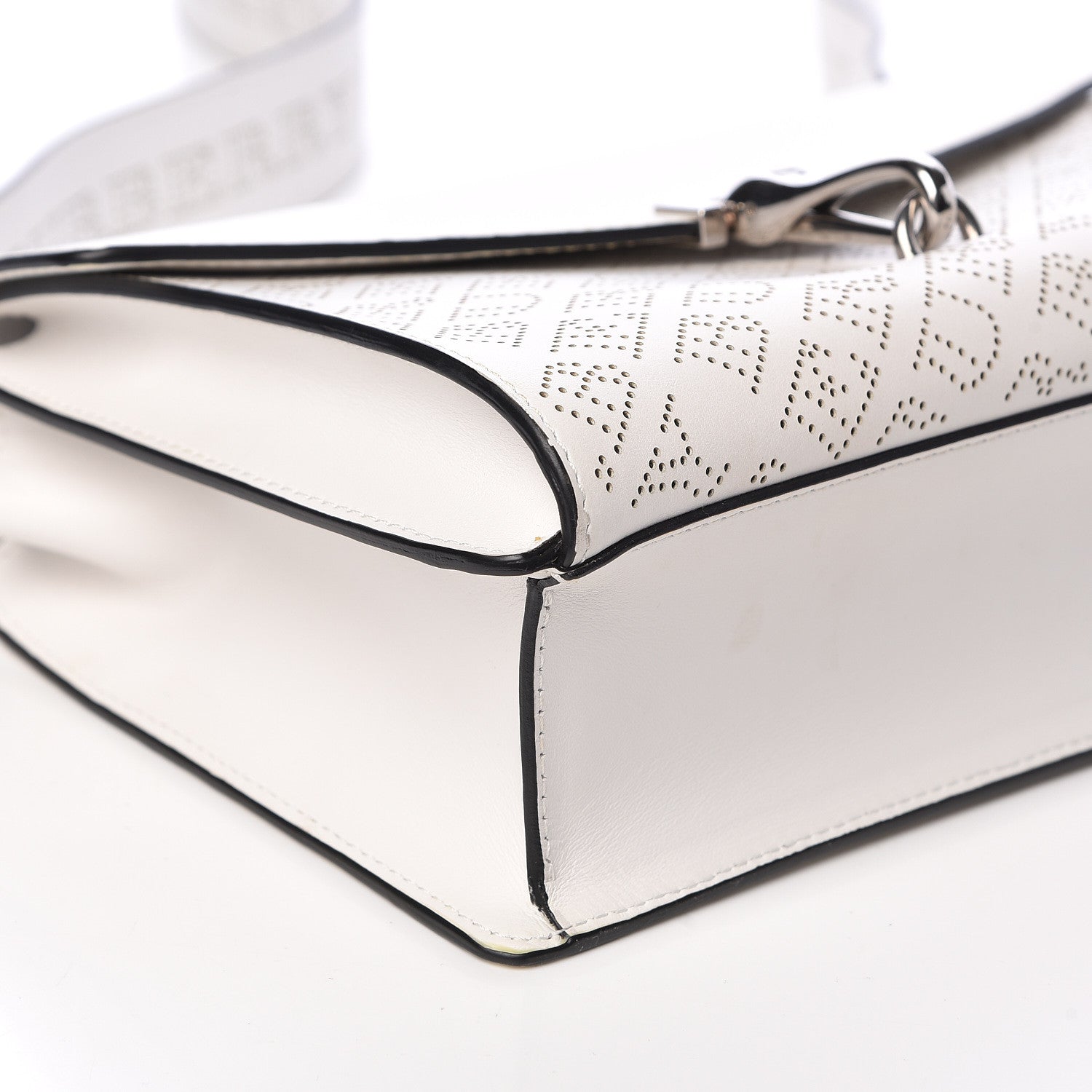 Burberry Calfskin Perforated Small Macken Crossbody Bag White 8 of 10