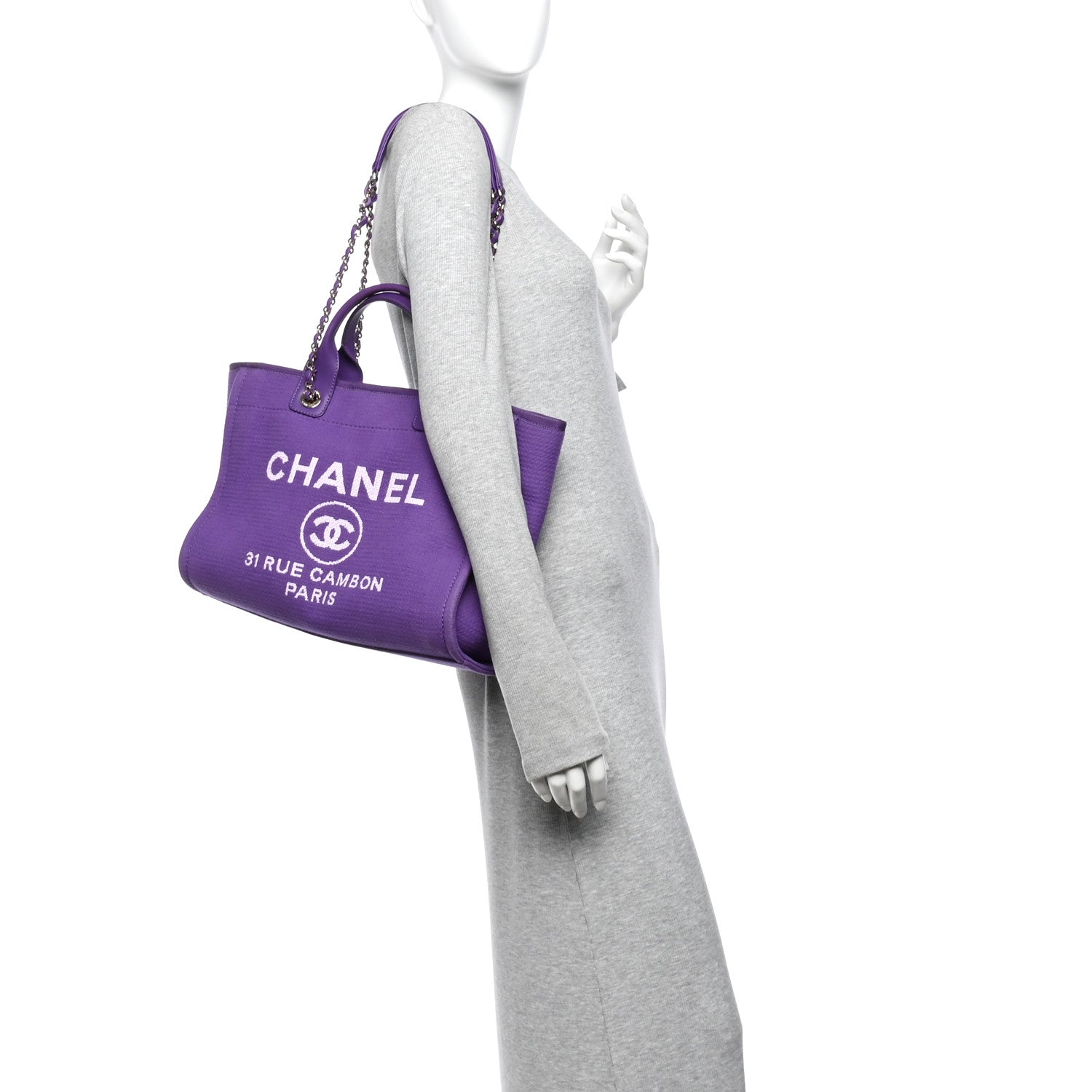 Chanel Mixed Fibers Small Deauville Tote Purple 2 of 10