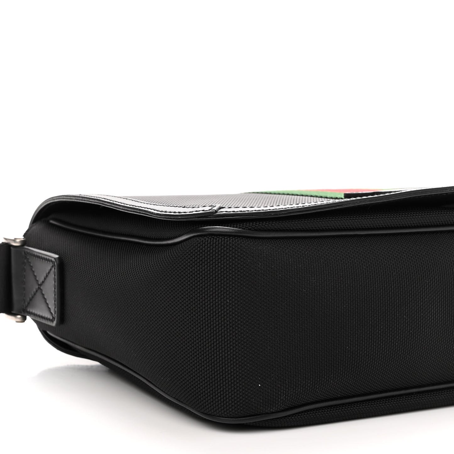 Techno Canvas Web Flap Messenger Bag Black