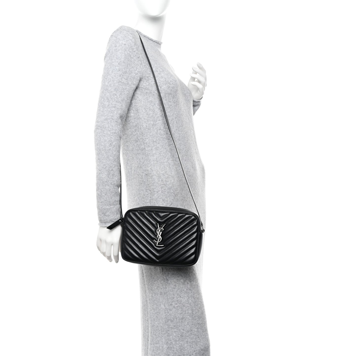 Calfskin Matelasse Monogram Lou Camera Bag Black