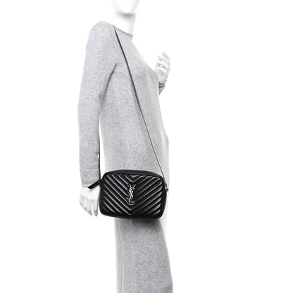 Saint Laurent Calfskin Matelasse Monogram Lou Camera Bag Black 2 of 14