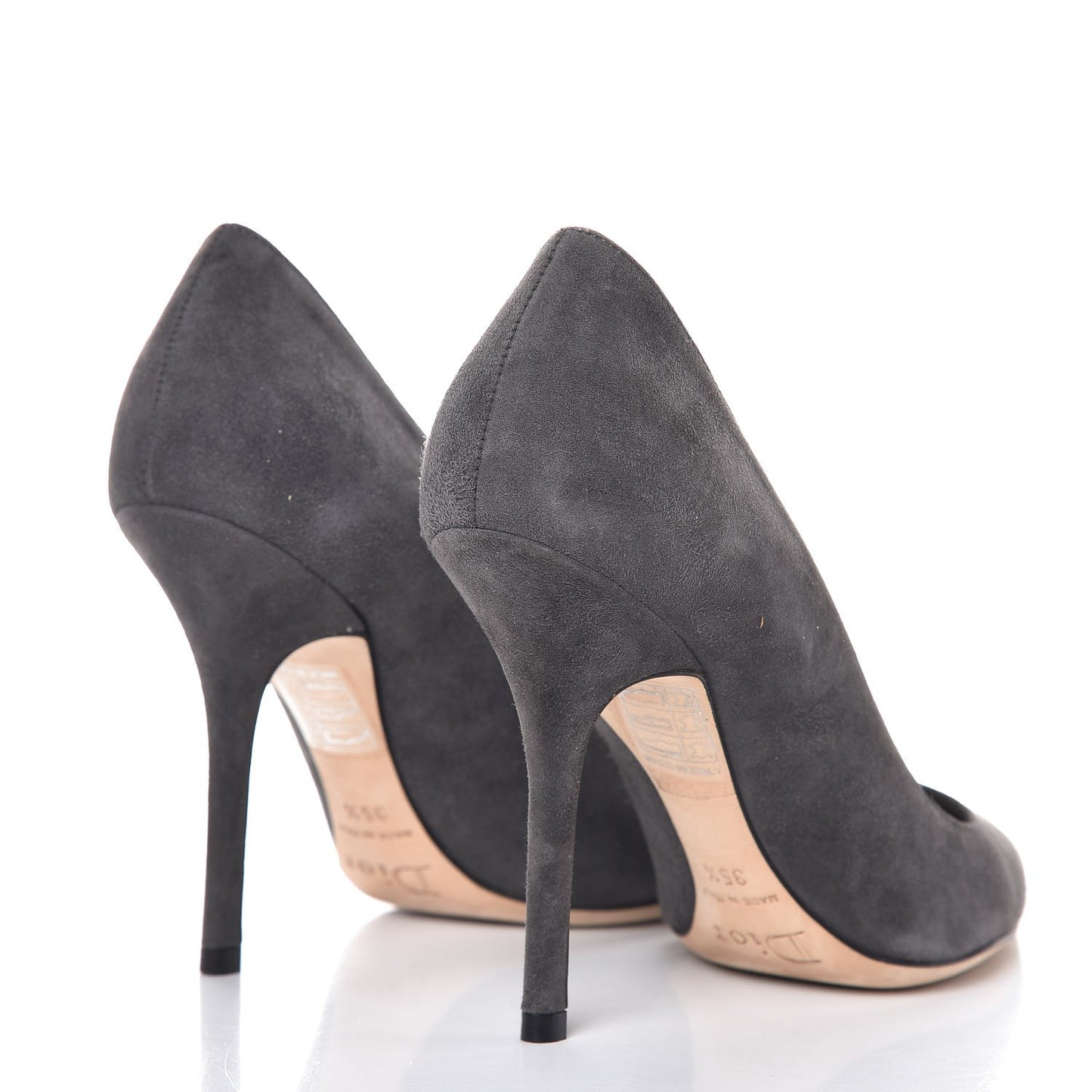 Suede Cherie Pointy Toe 100mm Pumps 35.5 Anthracite