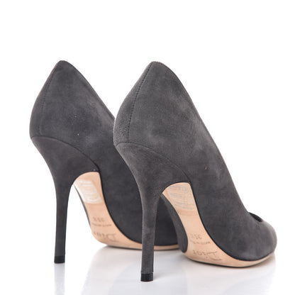 Christian Dior Suede Cherie Pointy Toe 100mm Pumps 35.5 Anthracite 4 of 11