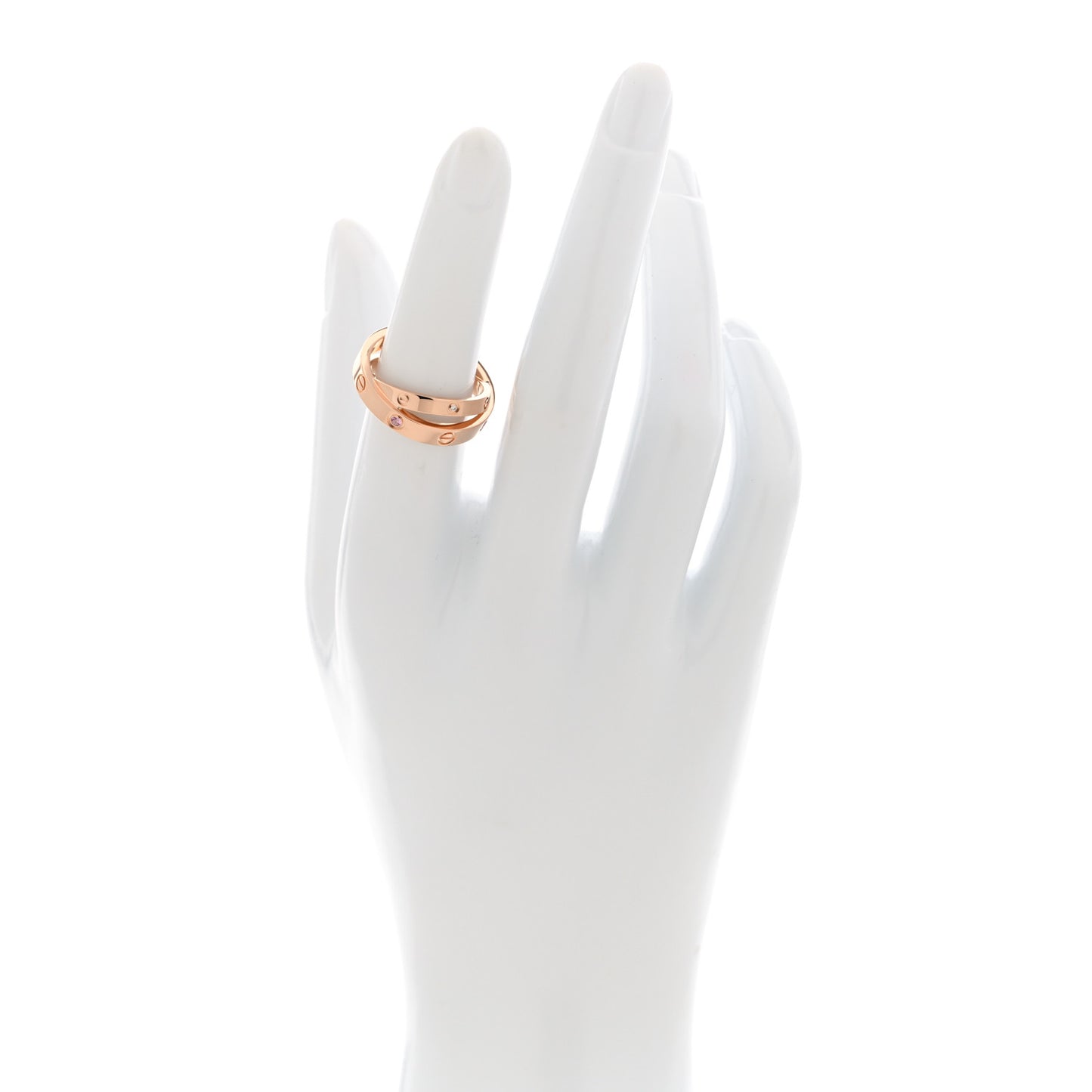 18K Pink Gold Diamond Pink Sapphire LOVE Ring 52 6