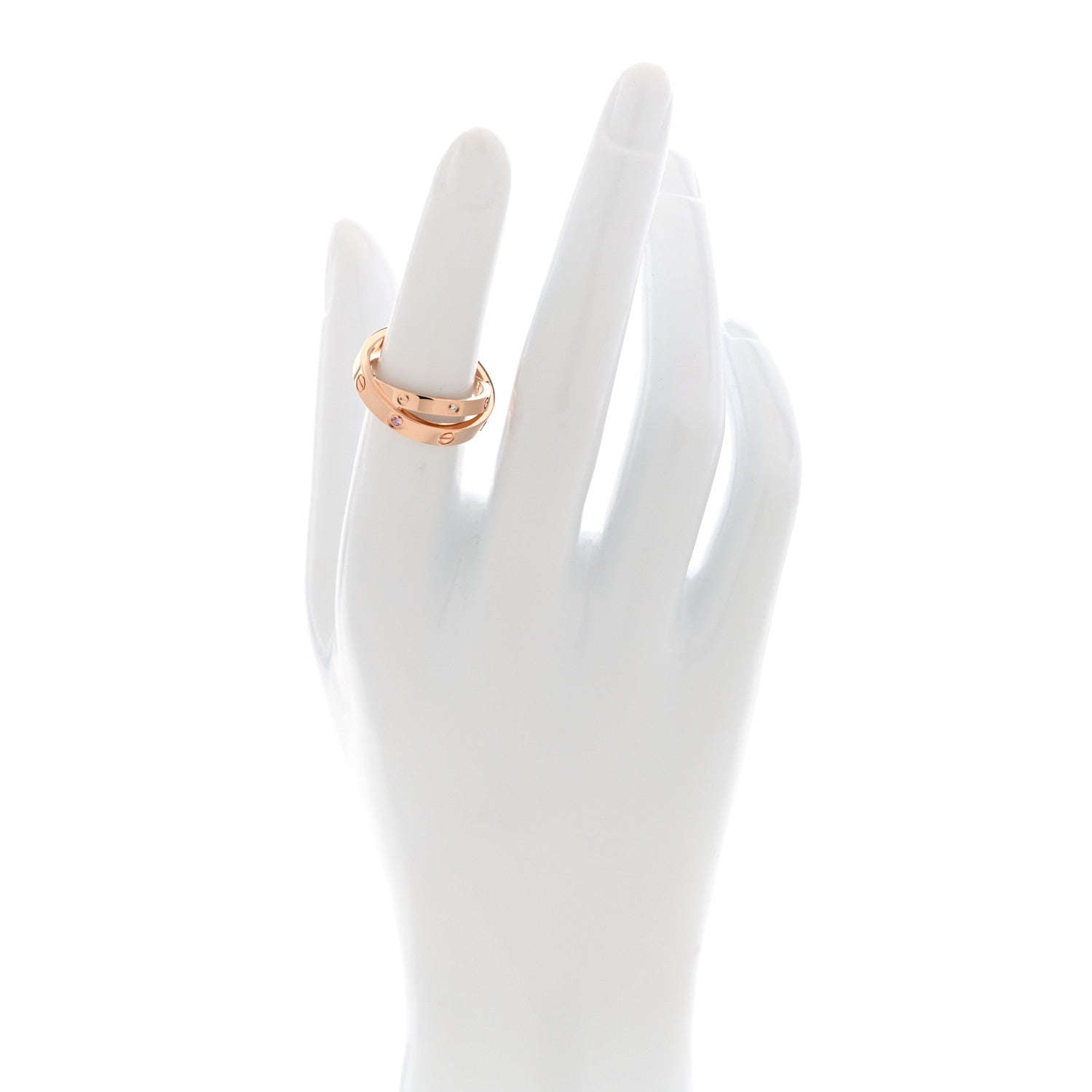 Cartier 18K Pink Gold Diamond Pink Sapphire LOVE Ring 52 6 2 of 4