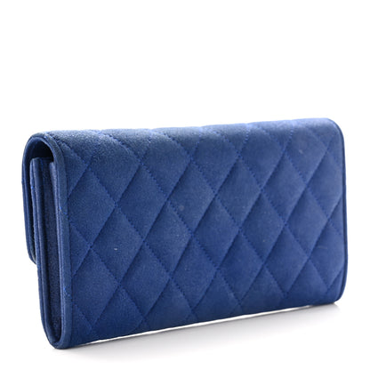Chanel Iridescent Calfskin Quilted CC Large Gusset Flap Wallet Blue 3 of 15
