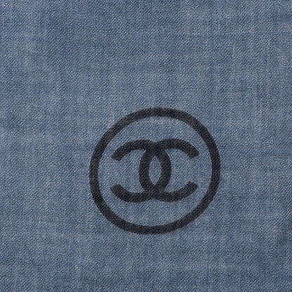 Chanel Cashmere CC Cinema Scarf Blue White 4 of 9