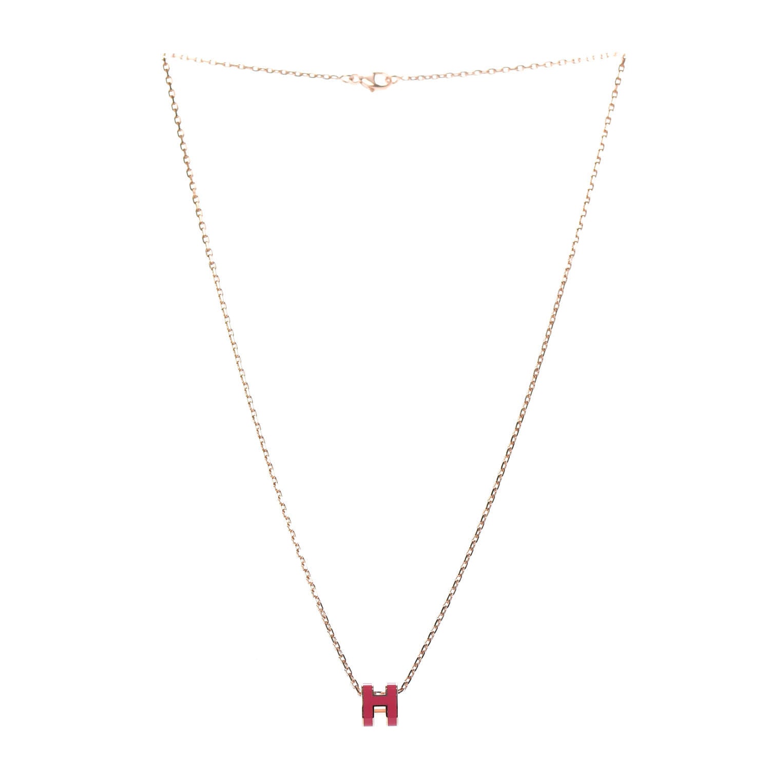 Hermes Lacquered Rose Gold Mini Pop H Pendant Necklace Rose Extreme 3 of 6