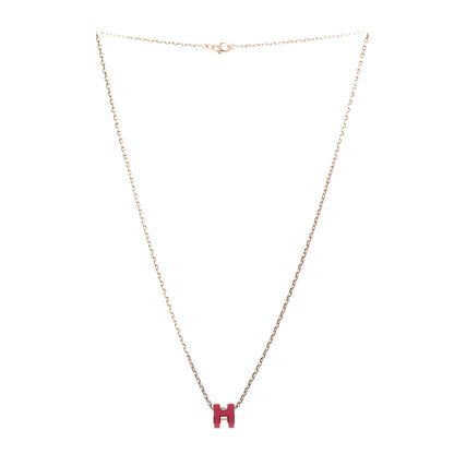 Hermes Lacquered Rose Gold Mini Pop H Pendant Necklace Rose Extreme 3 of 6