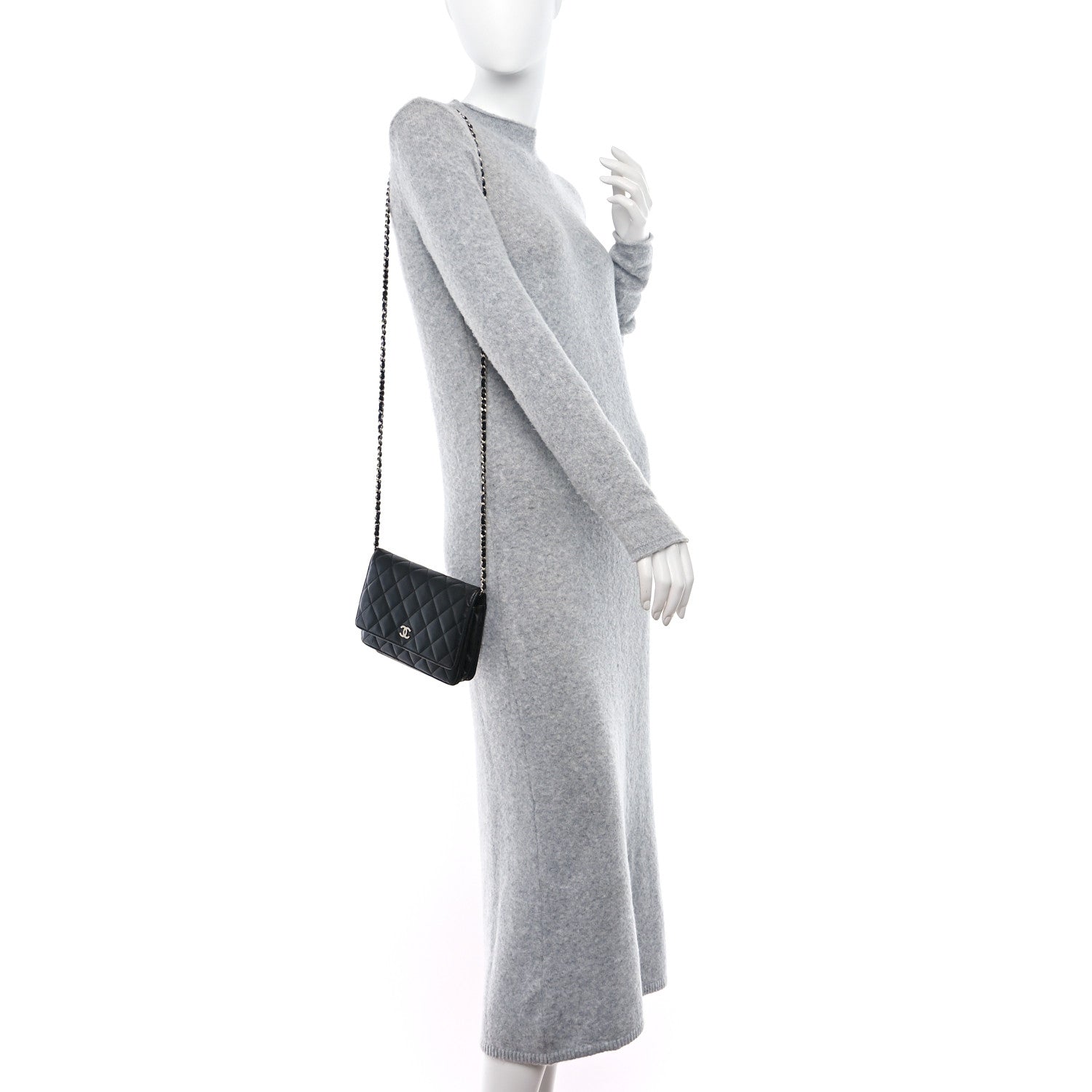 Chanel Lambskin Quilted Wallet On Chain WOC Black 2 of 14