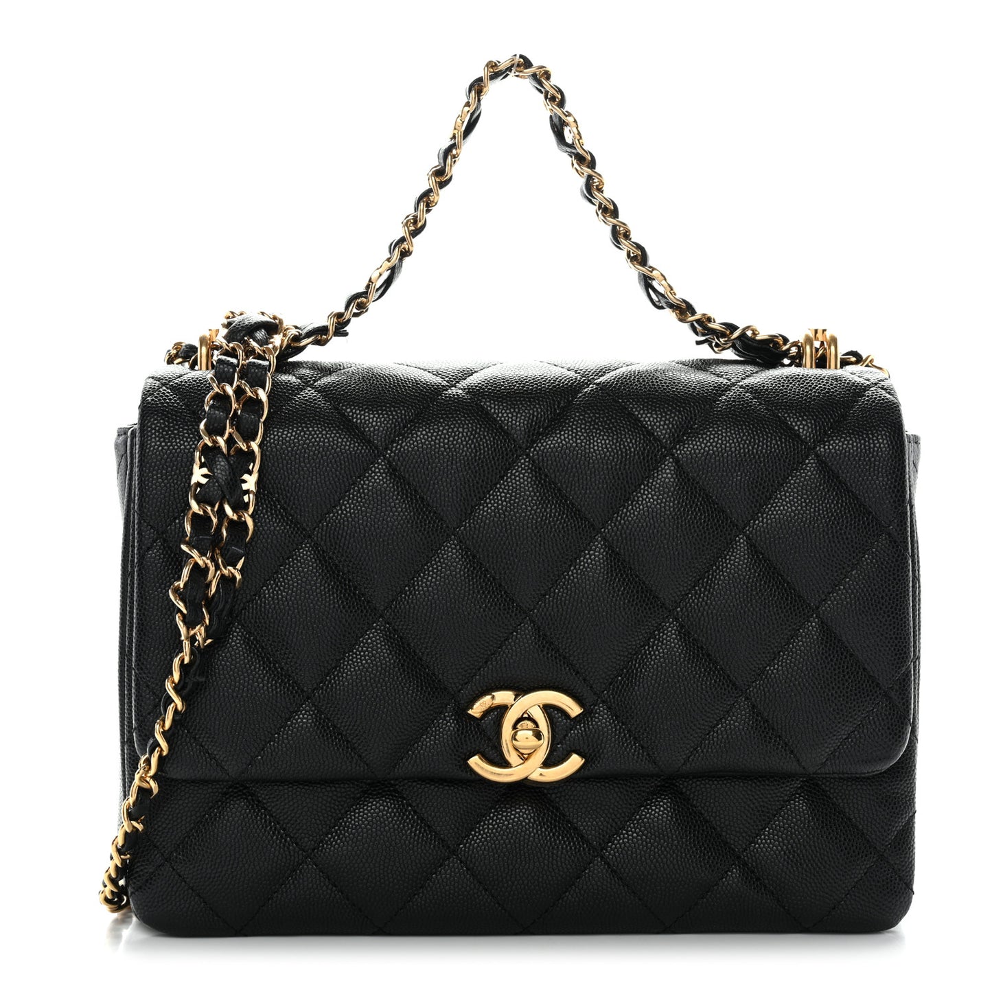 Caviar Quilted Coco First Flap Black