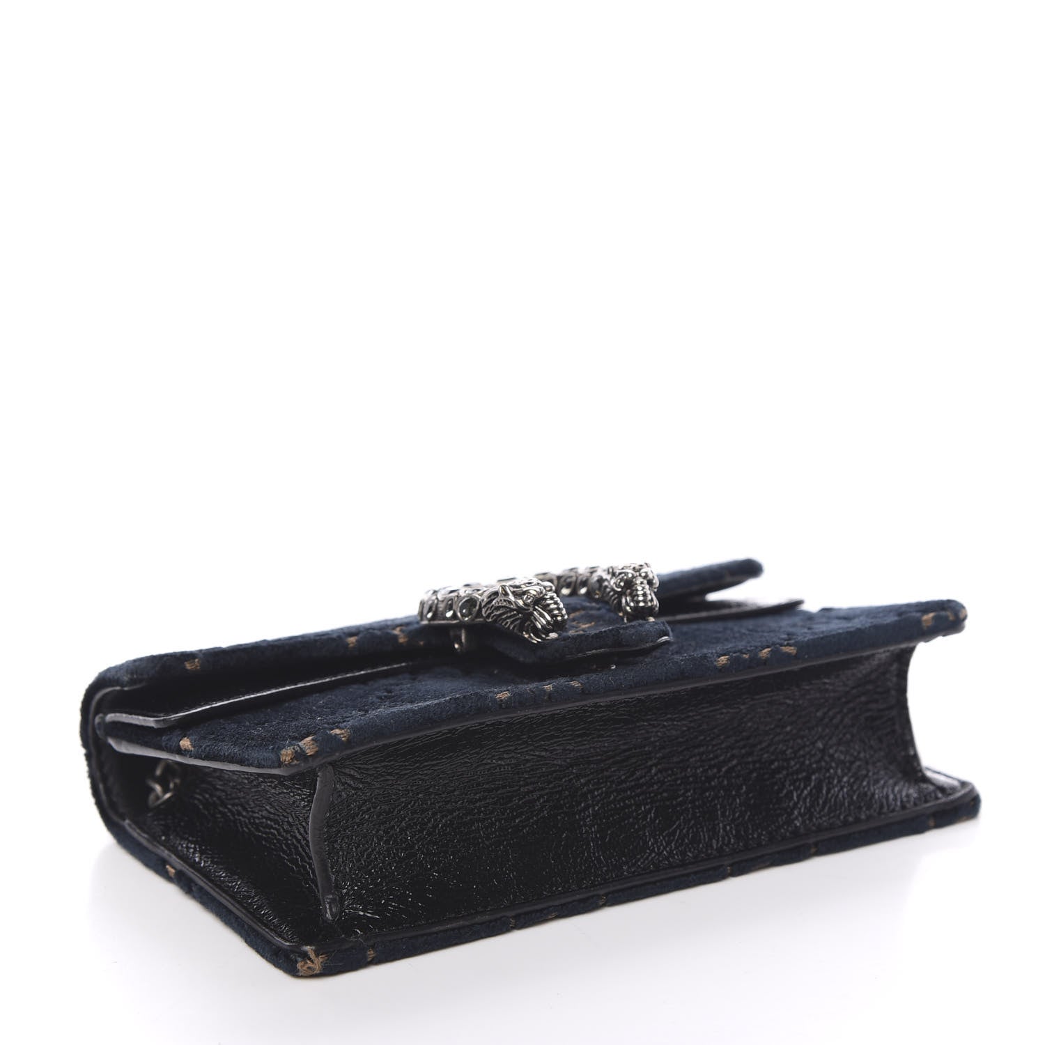 Gucci Velvet GG Monogram Super Mini Dionysus Shoulder Bag Blue Beige Black 3 of 10