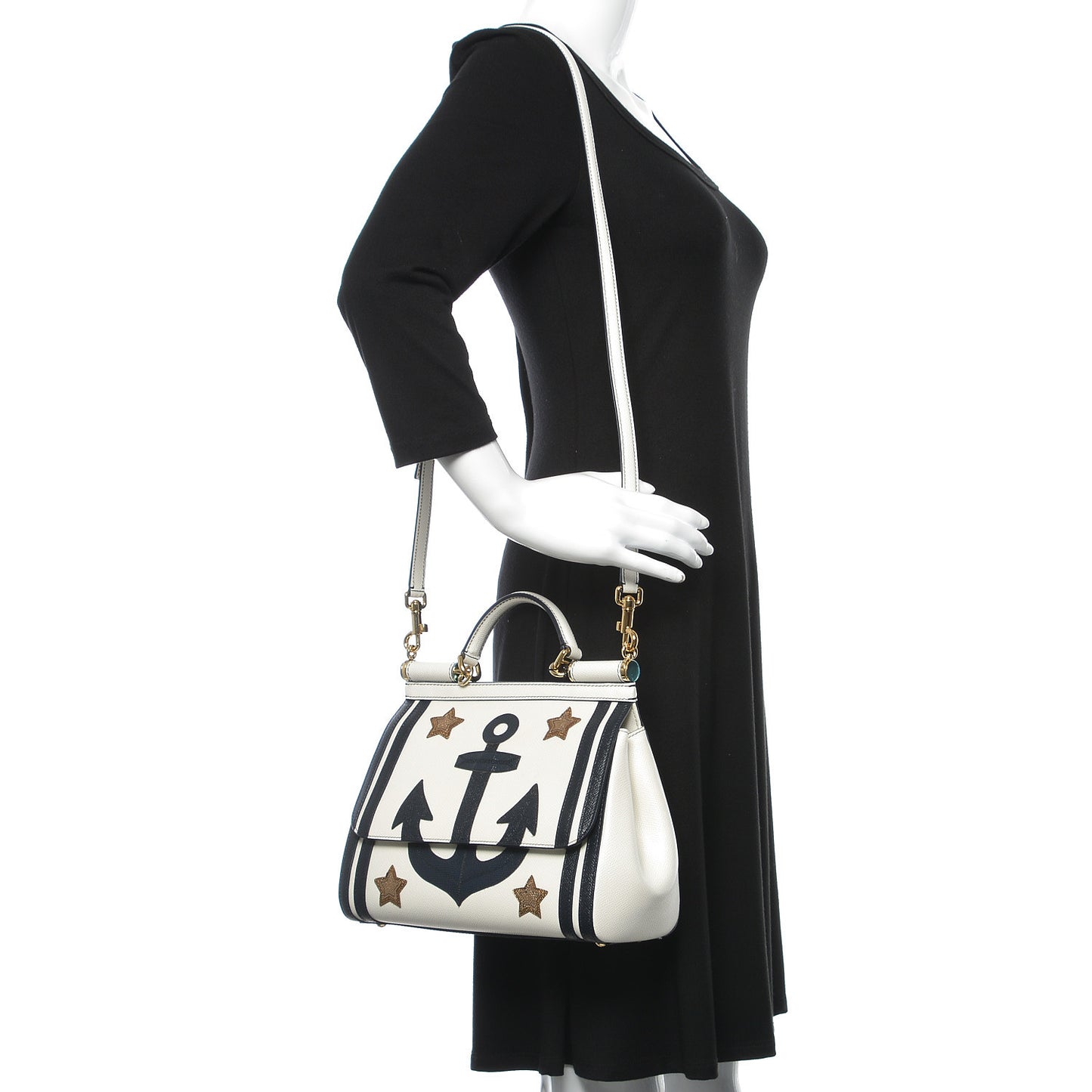 Dauphine Anchor Medium Miss Sicily Satchel White Blue