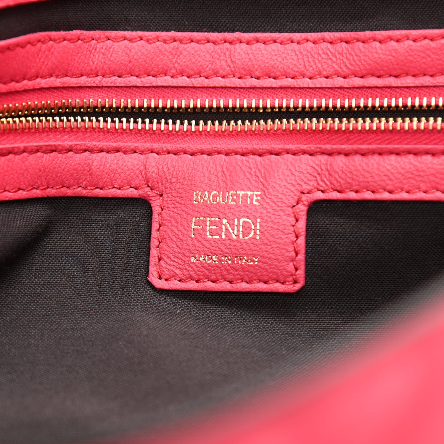 Fendi Nappa FF 1974 Embossed Baguette Lampone 6 of 8