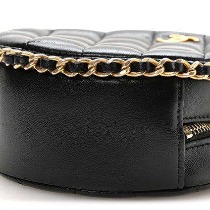 Chanel Lambskin Quilted Chain Around CC Round Clutch With Chain Black 10 of 10