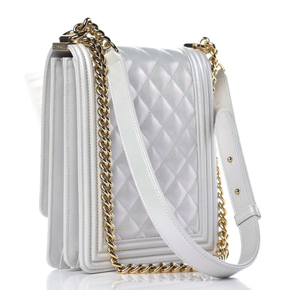 Chanel Calfskin Quilted North South Boy Flap Grey 3 of 7