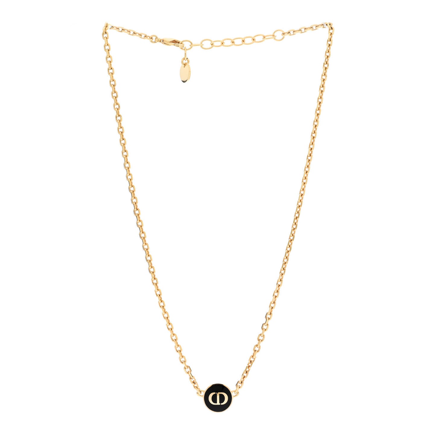 Metal CD Logo Necklace Gold Black