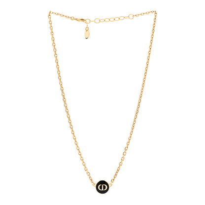 Christian Dior Metal CD Logo Necklace Gold Black 3 of 6