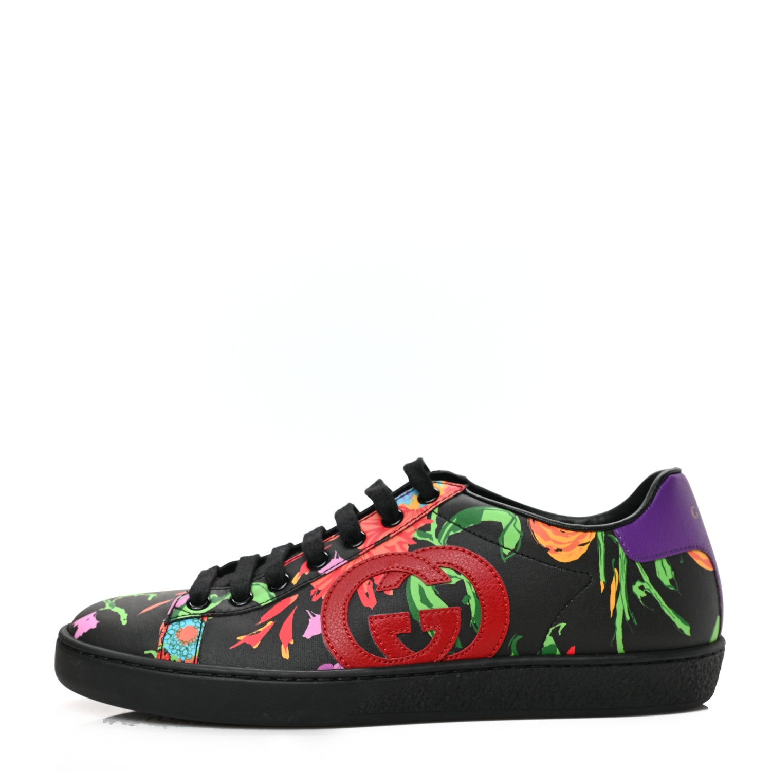 Gucci X KEN SCOTT Canvas Infinity Jenni Womens Ace Sneakers 38 Black Pink Hibiscus Red Blue Shine Purple 1 of 9