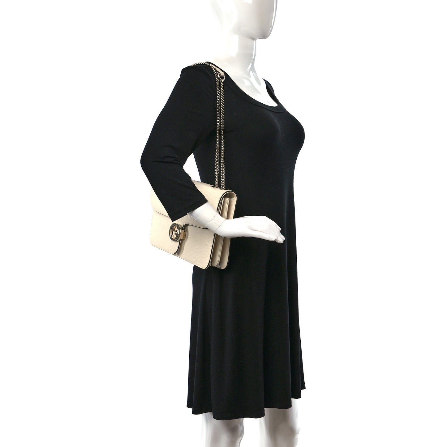 Dollar Calfskin Interlocking G Shoulder Bag Ivoire