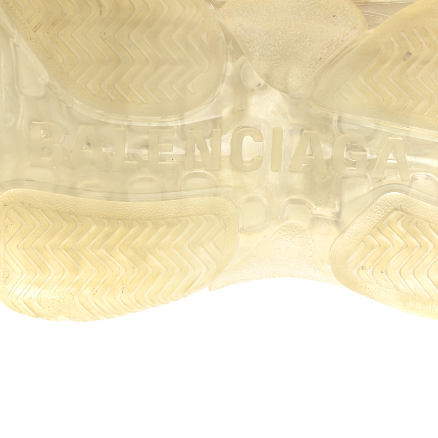 Fabric Mesh Clear Sole Womens Triple S Sneakers 35 White