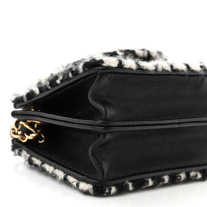 Chanel Tweed Houndstooth Quilted Mini Accordion Clutch With Chain White Black 9 of 11