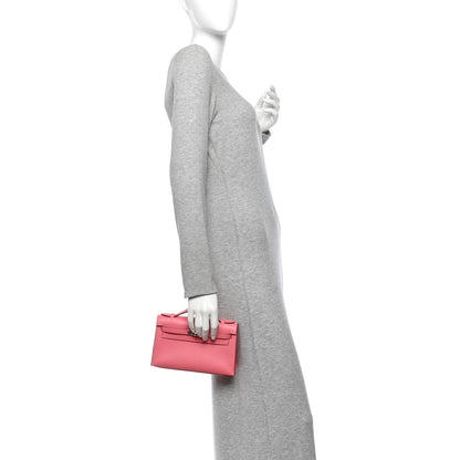 Hermes Swift Kelly Pochette Clutch Rose Azalee 2 of 10