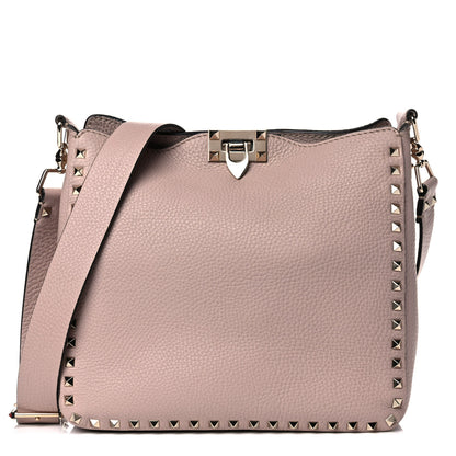 Valentino Garavani Pebbled Calfskin Small Rockstud Flip-Lock Messenger Bag Poudre 1 of 15