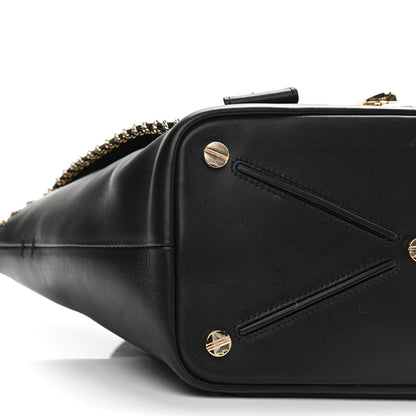 Valentino Garavani Calfskin Groumette Small Demilune Double Handle Satchel Black 8 of 10