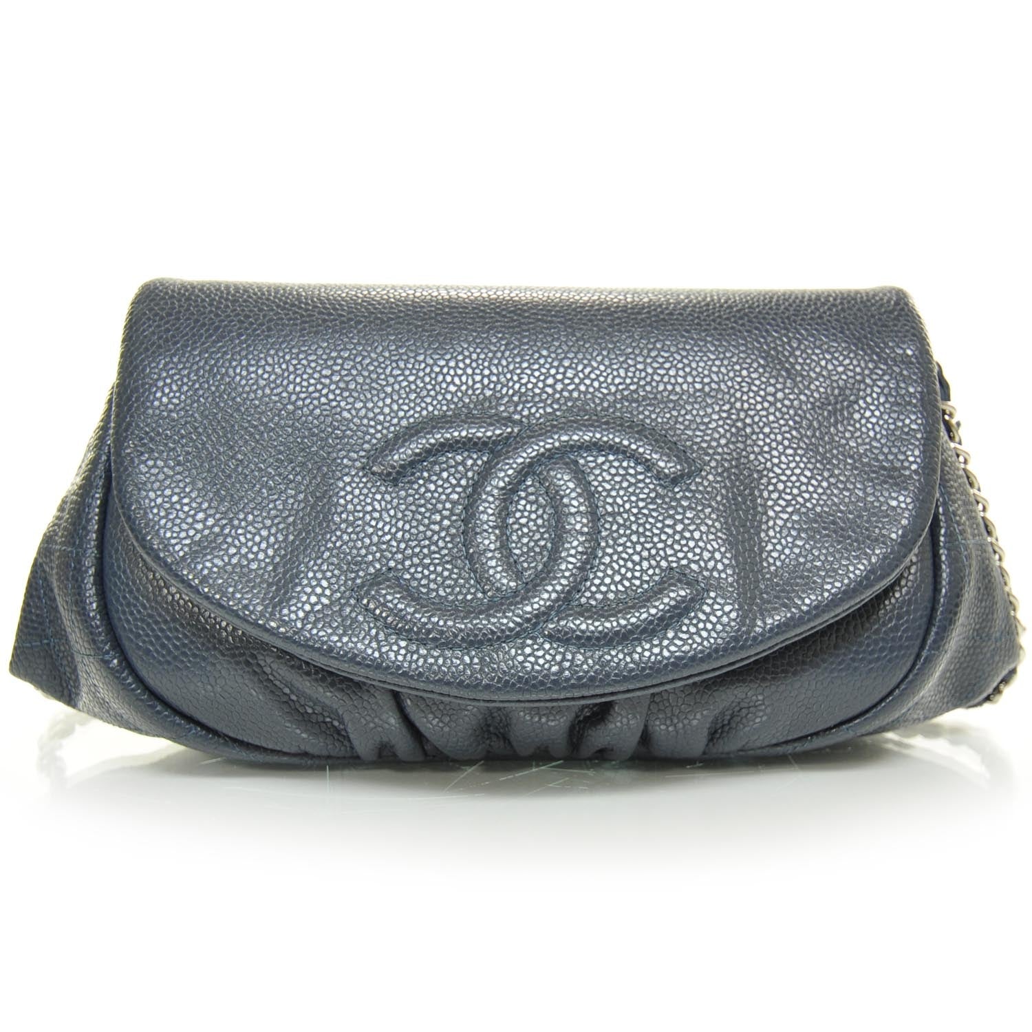 Chanel Caviar Half Moon Wallet On Chain Navy 1 of 11