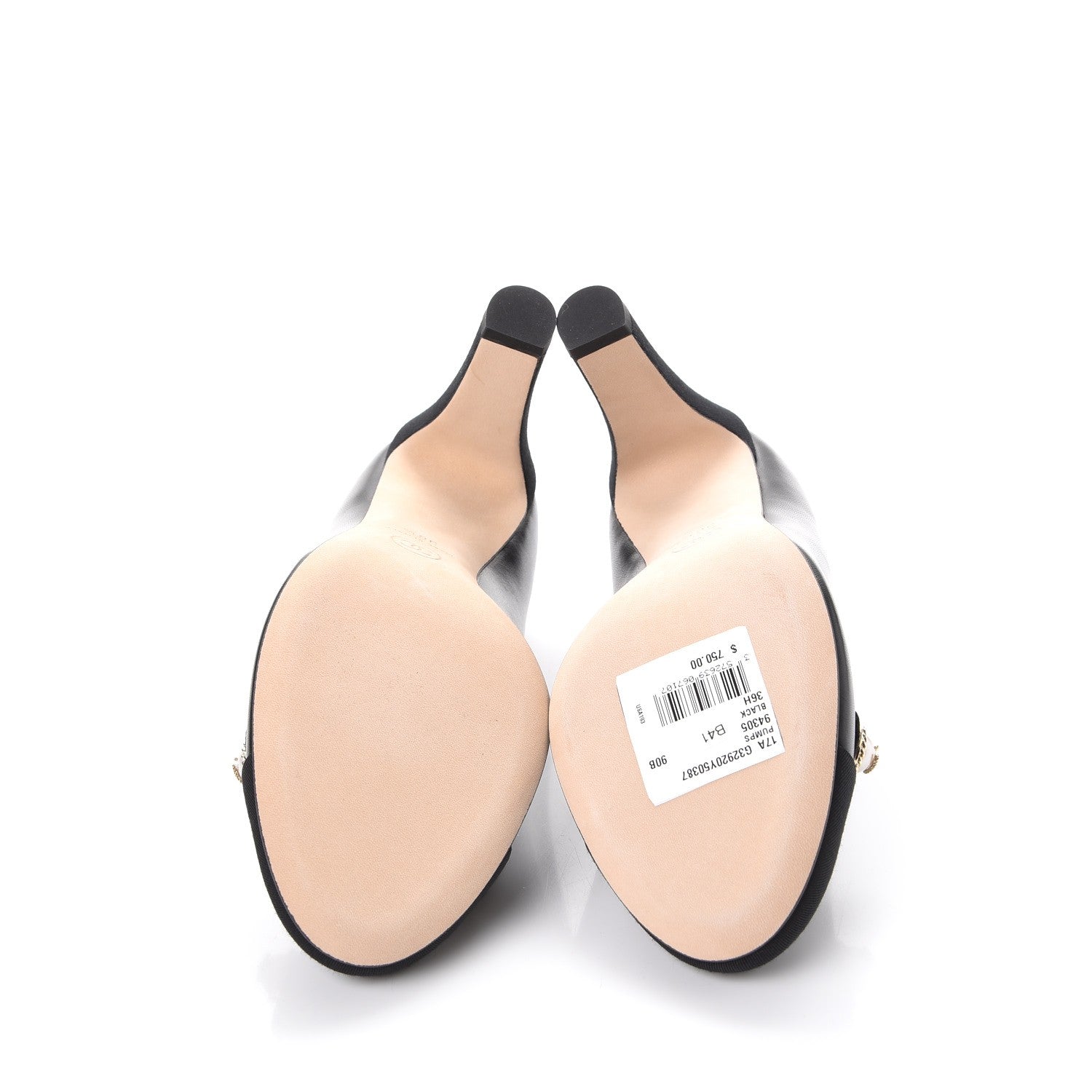 Chanel Lambskin Grosgrain Cap Toe Pearl Pumps 36.5 Black 5 of 9