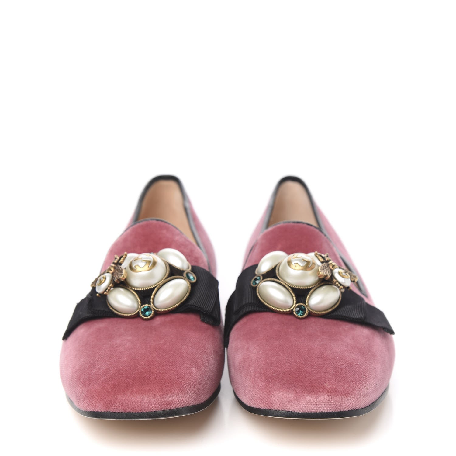 Gucci Velvet Etoile Pearl Embellished Loafers 38 Tibet Red 2 of 9