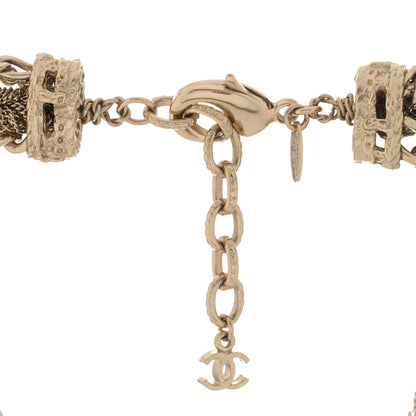 Chanel Tweed Effect Multi Strand CC Large Pendant Necklace Gold 3 of 3