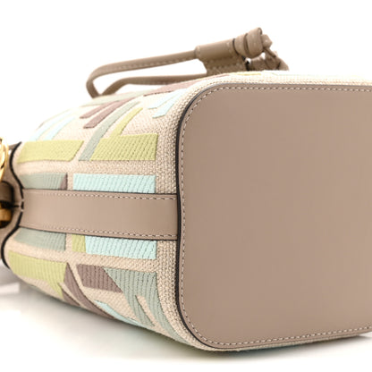 Fendi Canvas Vitello King FF Embroidered Mini Mon Tresor Bucket Bag Matcha Milk Dove 9 of 10