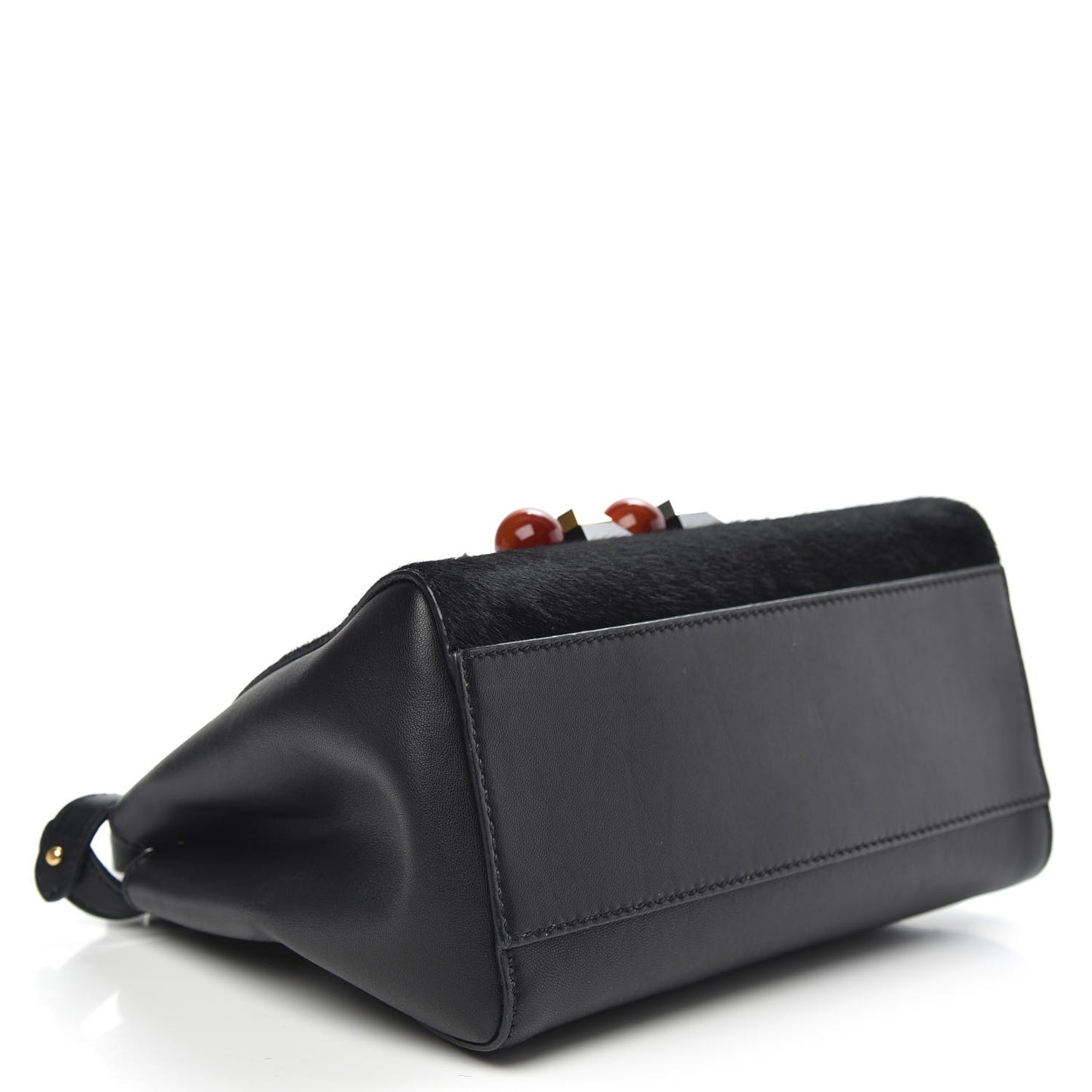 Pony Hair Studded Mini Peekaboo Iconic Satchel Black