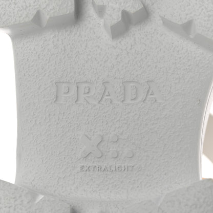 Prada Vitello Metal Triangle Logo Monolith 55mm Cage Sandals 37 Platino 6 of 12