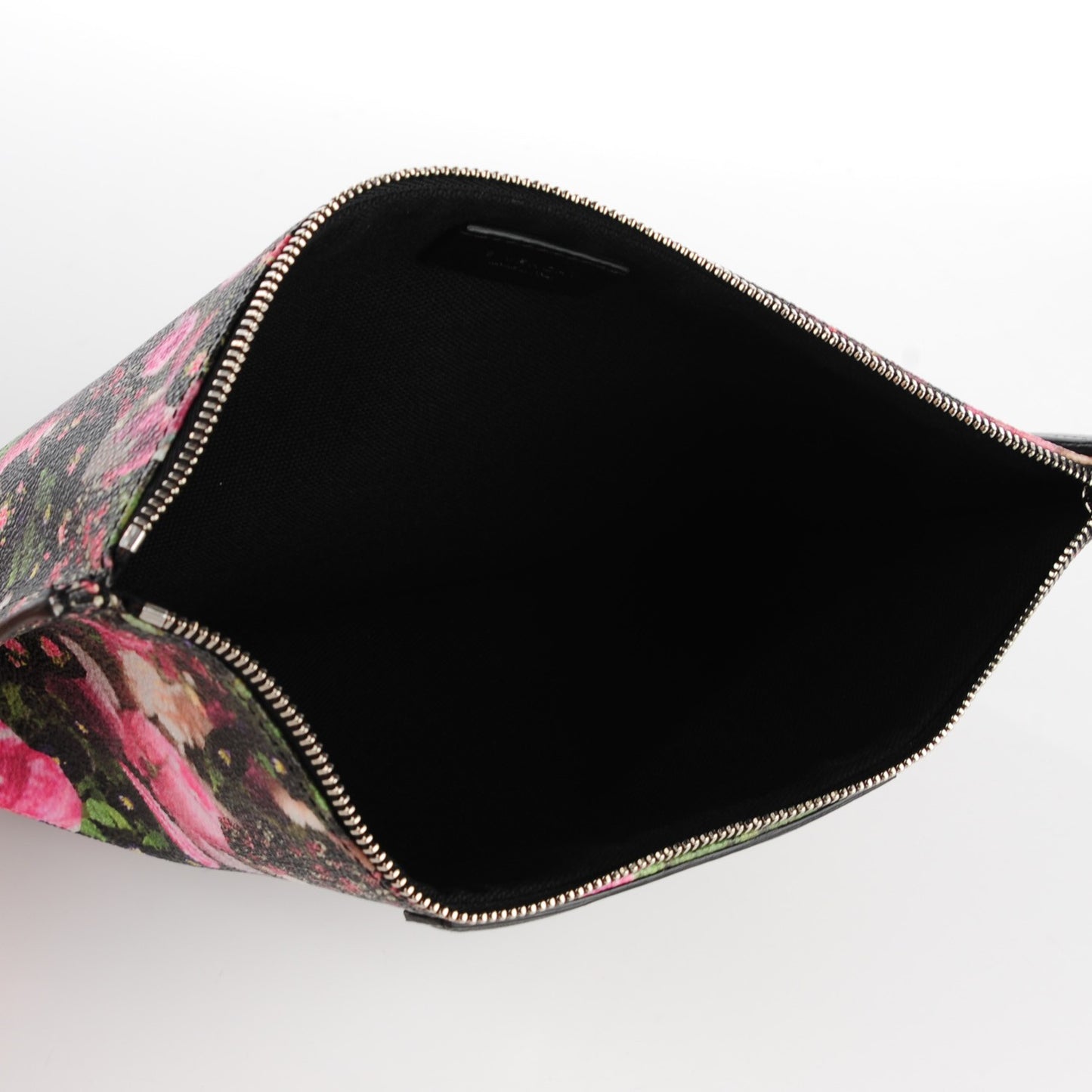 Coated Canvas Roses Camouflage Print Medium Antigona Zip Pouch Black
