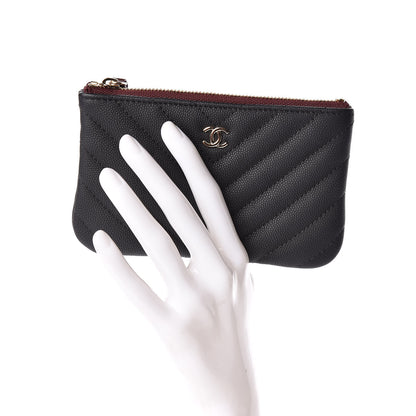 Chanel Caviar Chevron Quilted Small Cosmetic Case Black 2 of 8