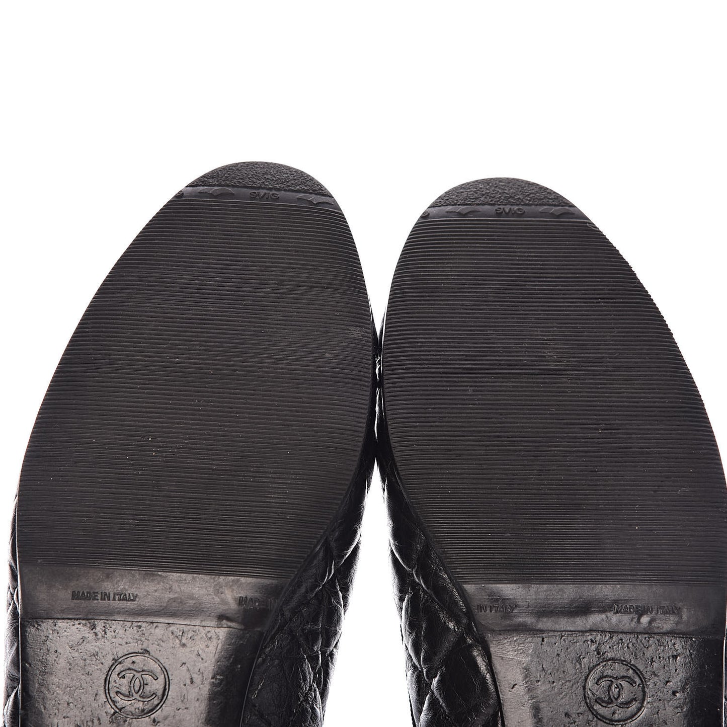 Aged Calfskin Quilted CC Cap Toe Ballerina Flats 37.5 Black