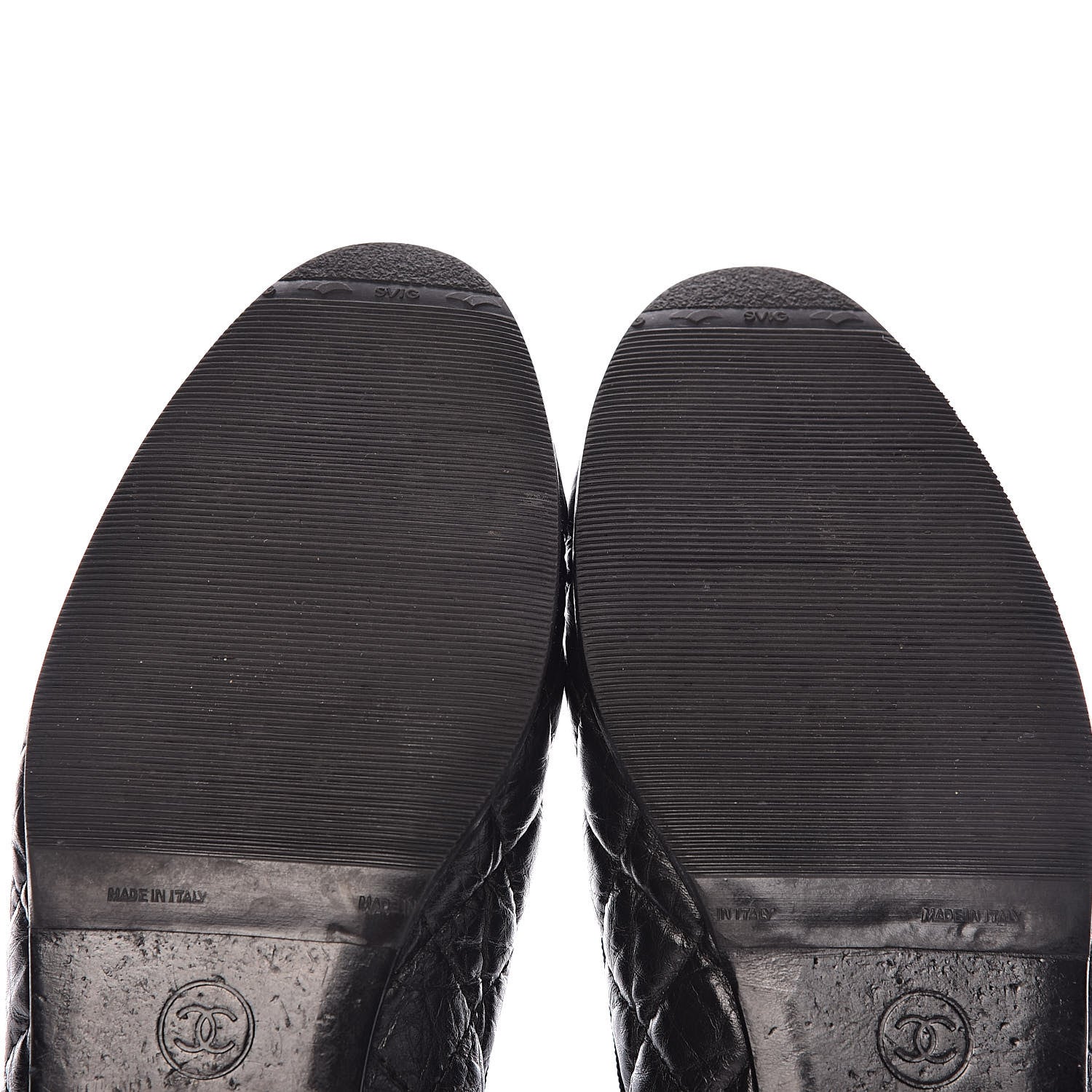 Chanel Aged Calfskin Quilted CC Cap Toe Ballerina Flats 37.5 Black 10 of 13