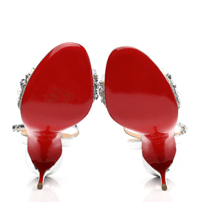 Christian Louboutin Satin Specchino Okydok 100 Ankle Strap Sandals 35 Silver 5 of 10