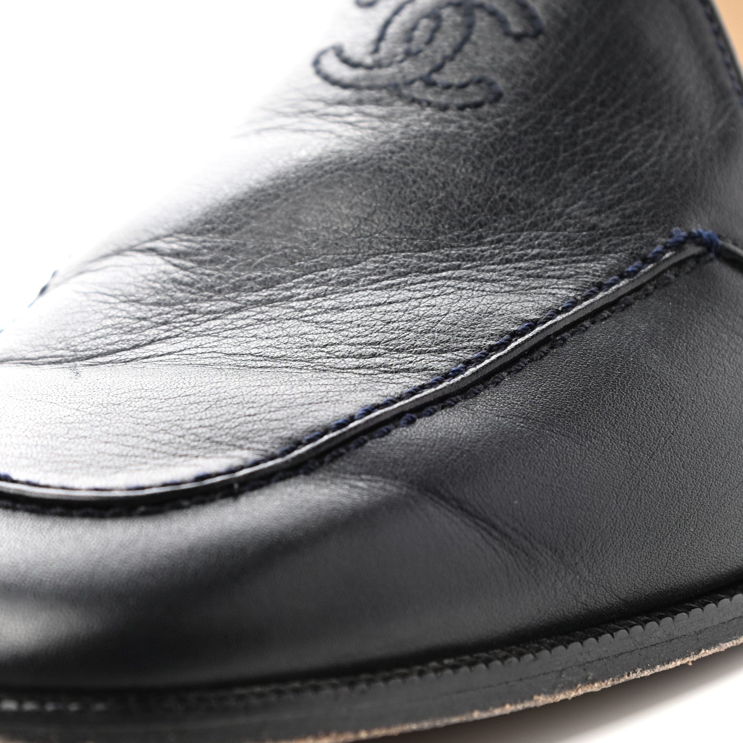 Chanel Lambskin CC Loafers 39.5 Navy 9 of 11