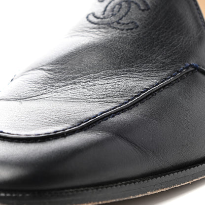 Chanel Lambskin CC Loafers 39.5 Navy 9 of 11