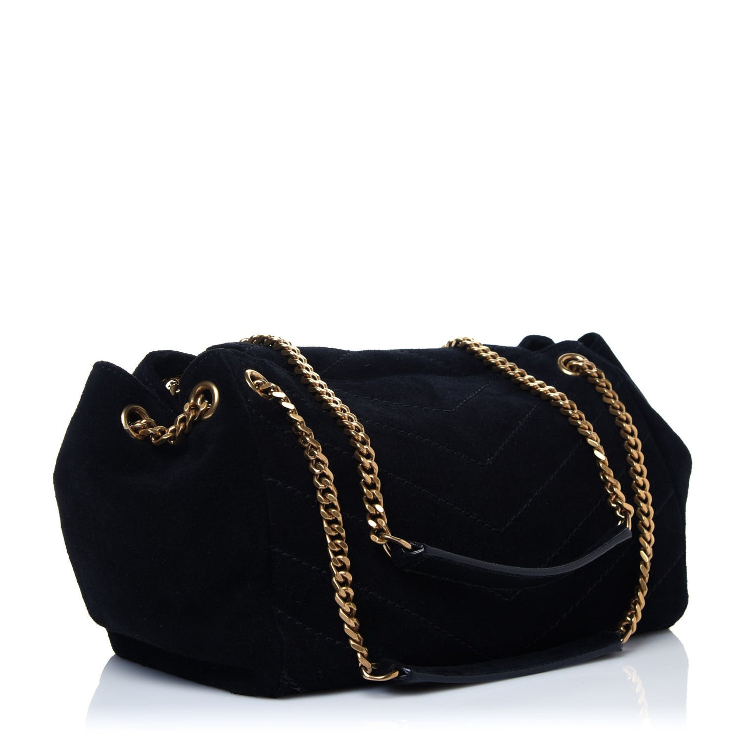 Suede Chevron Monogram Small Nolita Black