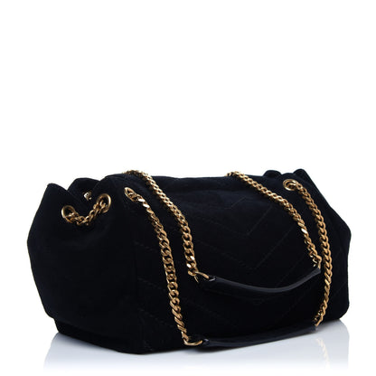 Saint Laurent Suede Chevron Monogram Small Nolita Black 3 of 13