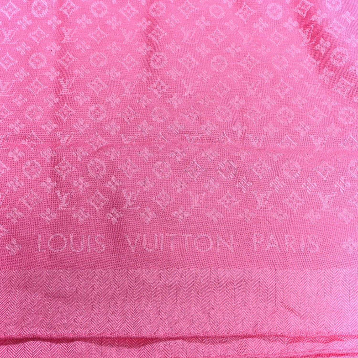 Louis Vuitton Silk Wool Monogram Evermore Shawl Rose Pop 2 of 3