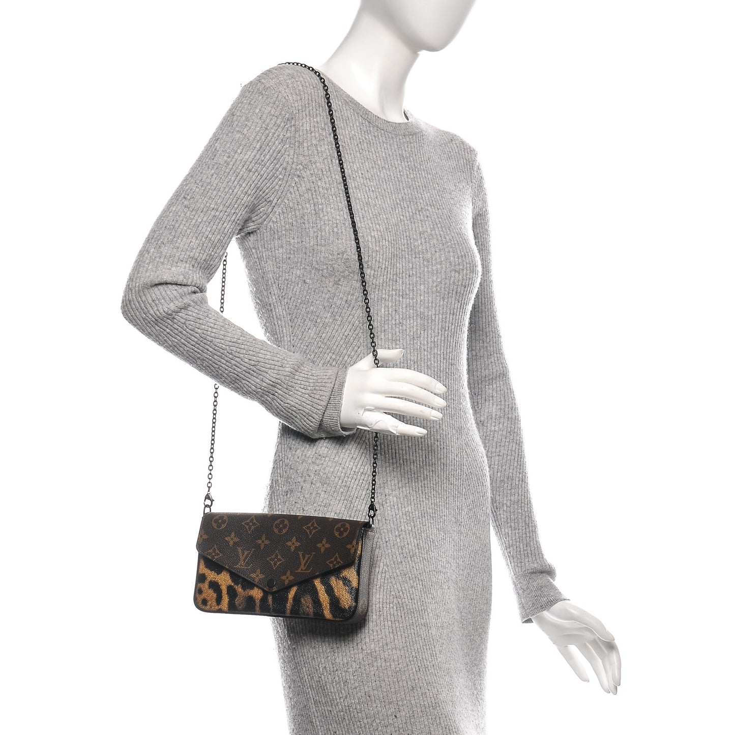 Monogram Animal Print Pochette Felicie Chain Wallet