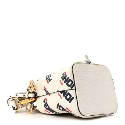 Fendi X FILA Vitello F is Fendi Mania Mini Mon Tresor Bucket Bag White 4 of 10